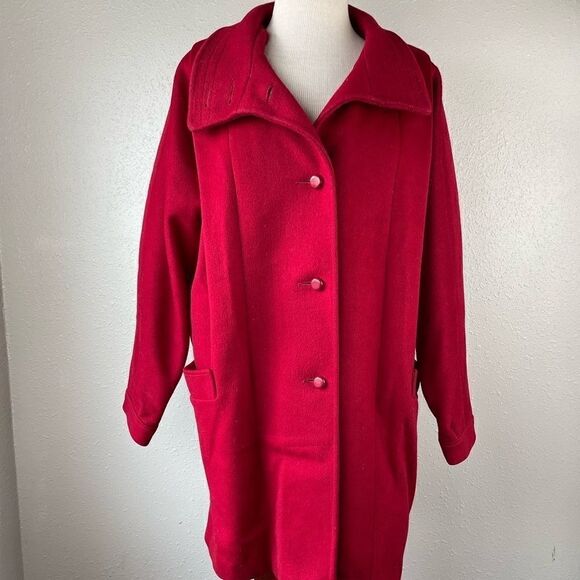Vintage Jill Jr. Red Wool Trench Coat EUC - Picture 1 of 9
